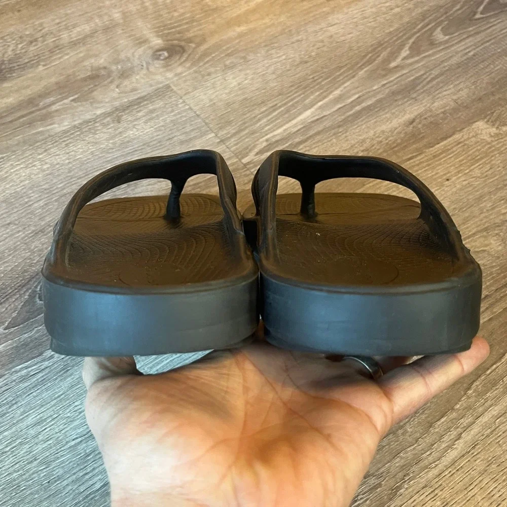 Oofos Ooriginal Thong Sandals Black Recovery Slides‎ Mens 13 EU 46
